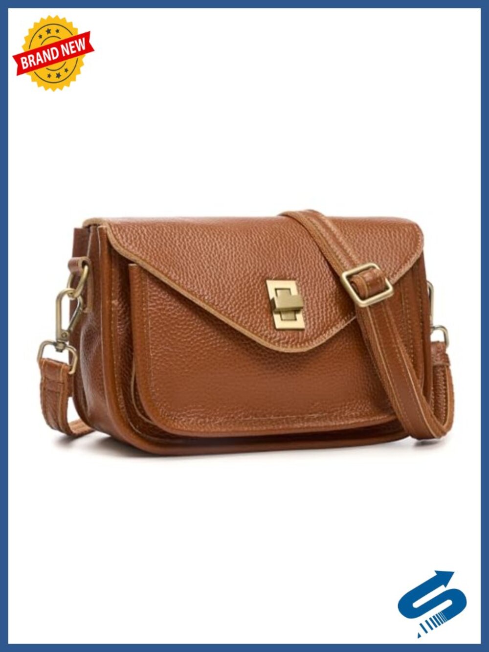 Genuine Leather Crossbody Bag with Multi-Pockets Vintage Small Purse